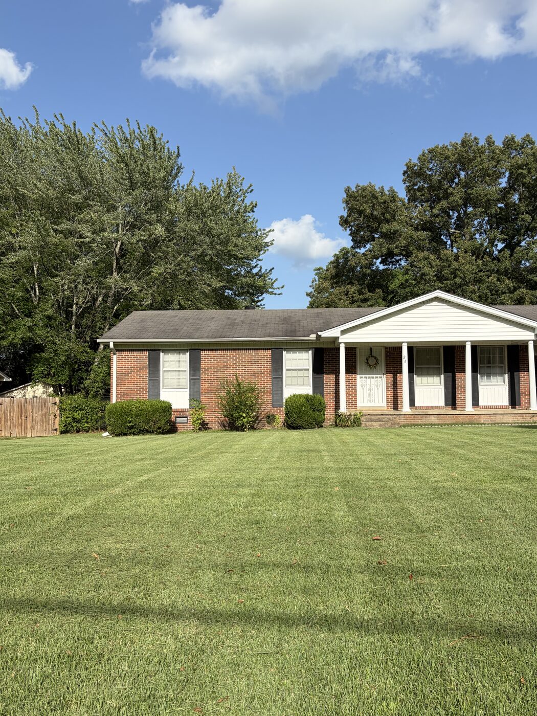 Freshly mowed lawn at a West Tennessee home